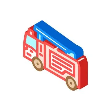 Fire engine emergency isometric icon vector illustration Stock Illustration