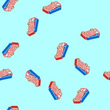 Fire engine emergency isometric icon seamless pattern 스톡 일러스트