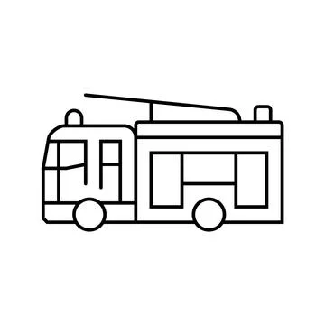 Fire engine emergency line icon vector illustration Stock Illustration