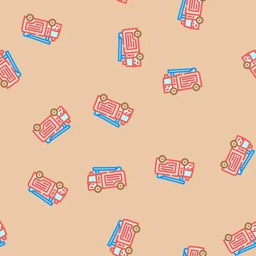 Fire engine emergency vector seamless pattern Stock Illustration