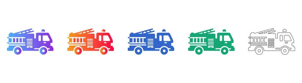 Fire Engine Emergency Vehicle Icon Set Illustrazione stock