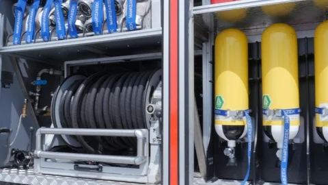 Fire engine equipment Video stock 92421143