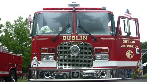 Fire engine on exhibit Stock Footage 98160