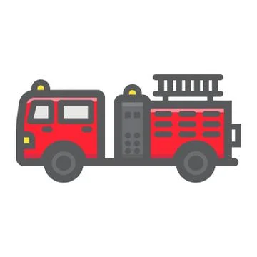 Fire Engine filled outline icon, transport vehicle Stock Illustration