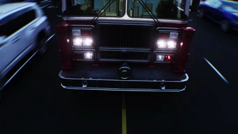 An fire engine, fire rescue driving fast on a city street. Stock Footage 328543862
