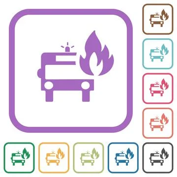 Fire engine with flame simple icons Stockillustratie