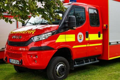 Fire engine in germany. fire specialized vehicle. Germany. Bayern. Kallmunz Stock Photos