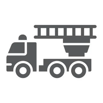 Fire engine glyph icon, emergency and fire, firetruck sign, vector graphics, a Stock Illustration