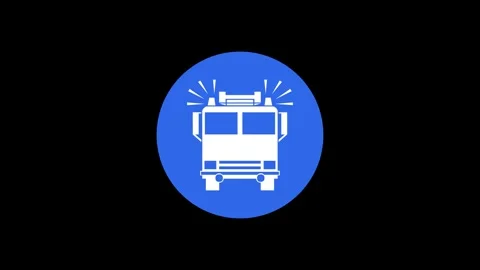 Fire engine icon blue color simple shape circle animation black background Vidéo 279098221