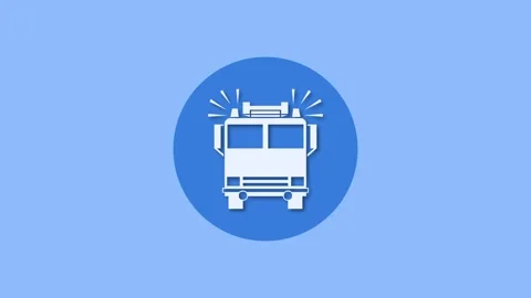 Fire engine icon blue color simple shape circle animation Stock-Footage 279098225