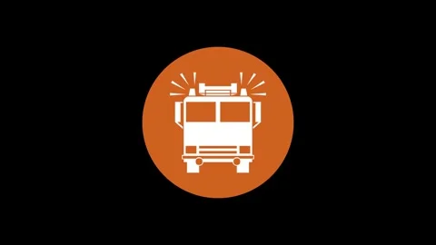 Fire engine icon brown color simple shape circle animation black background Vidéo 279098227