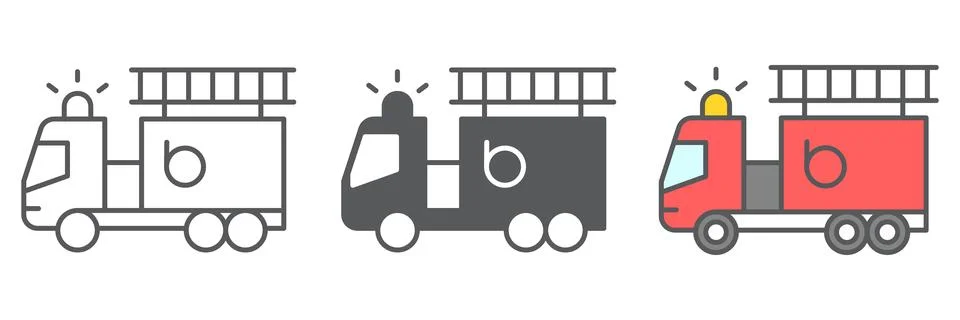 Fire engine icon collection, transportation and vehicle, fire truck vector icon Stockillustratie