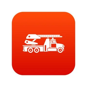 Fire engine icon digital red Stock Illustration