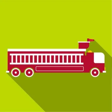Fire engine icon, flat style Stock Illustration