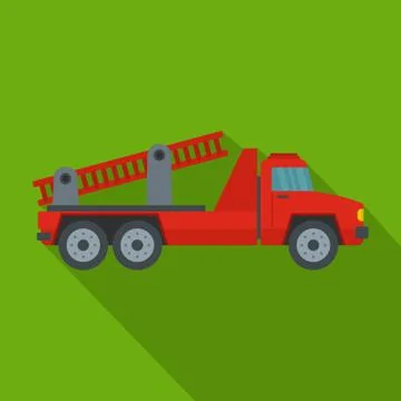 Fire engine icon, flat style Stock Illustration