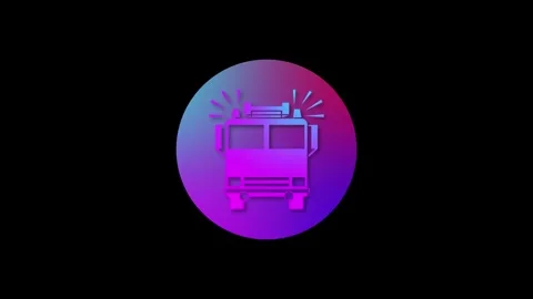 Fire engine icon gradient colorful simple shape circle animation Stock Footage 279098237