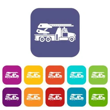 Fire engine icons set Stock Illustration
