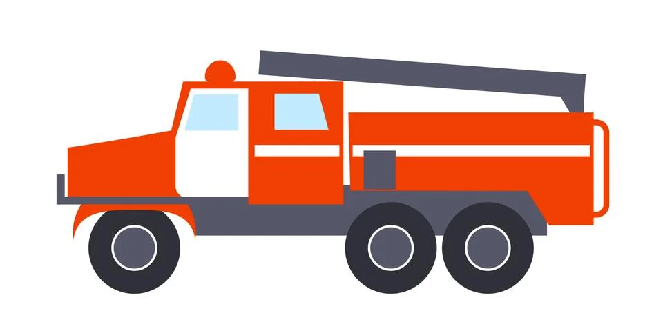 Fire engine with Ladder Isolated Illustration 스톡 일러스트