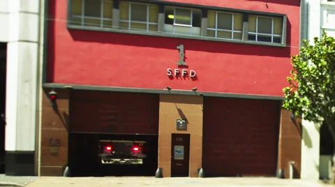 Fire Engine Leaves the Station Stock Footage 62899511