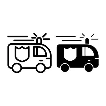 Fire engine line and glyph icon. Fire truck vector illustration isolated on Stock Illustration