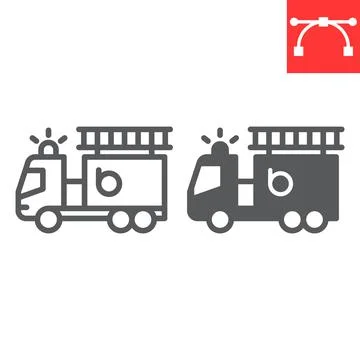 Fire engine line and glyph icon Stockillustratie