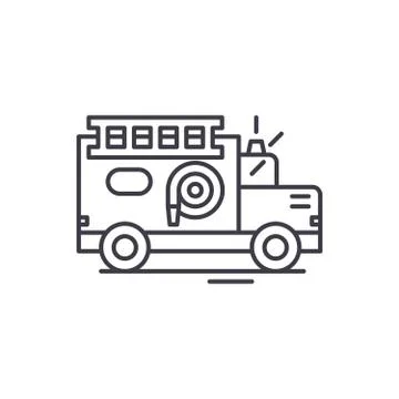 Fire engine line icon concept. Fire engine vector linear illustration, symbol Stock Illustration