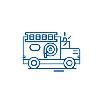 Fire engine line icon concept. Fire engine flat vector symbol, sign, outline Stock Illustration