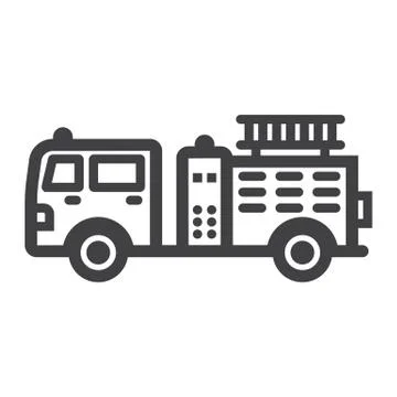Fire Engine line icon, transport and vehicle Illustrazione stock