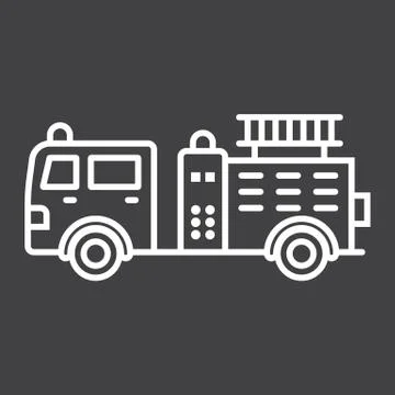 Fire Engine line icon, transport and vehicle Stock Illustration