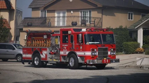 Fire Engine Long Shot Stock Footage 111480838
