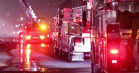 Fire Engine at Night Stock Footage 337429082