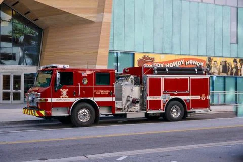 Fire engine parked on street Saint Petersburg Florida January 3 2026 Stock Photos