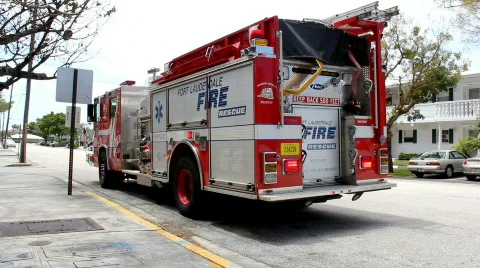 Fire Engine from the rear Stock Footage 705070