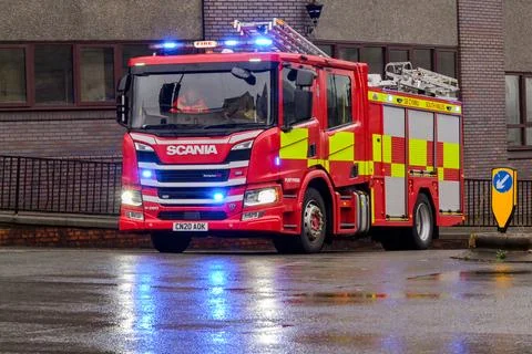 Fire engine of the South Wales Fire and Rescue Service Stock Photos