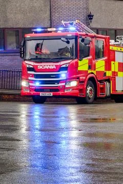 Fire engine of the South Wales Fire and Rescue Service Stock Photos