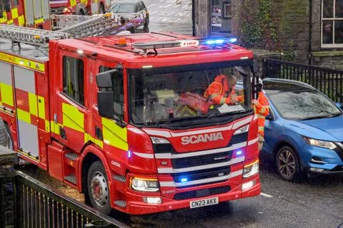 Fire engine of the South Wales Fire and Rescue Service Stock Photos
