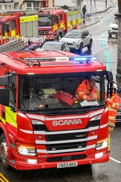 Fire engine of the South Wales Fire and Rescue Service Stock Photos