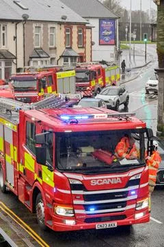 Fire engine of the South Wales Fire and Rescue Service Stock Photos