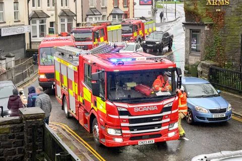 Fire engine of the South Wales Fire and Rescue Service Stock Photos
