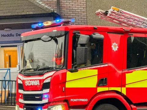 Fire engine of the South Wales Fire and Rescue Service Stock Photos