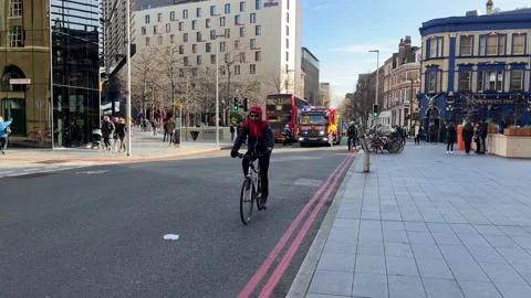 Fire Engine speeding through London Stock Footage 169949822