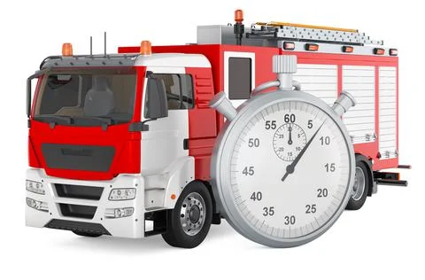 Fire engine with stopwatch. 3D rendering イラスト素材