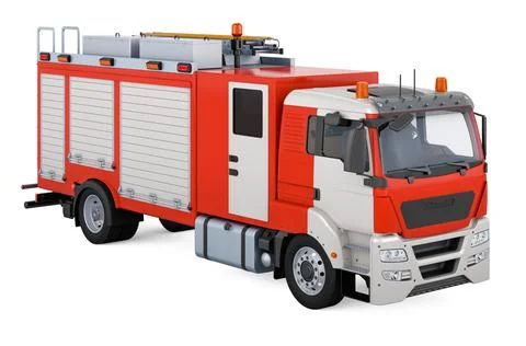 Fire engine truck, 3D rendering Stock Illustration