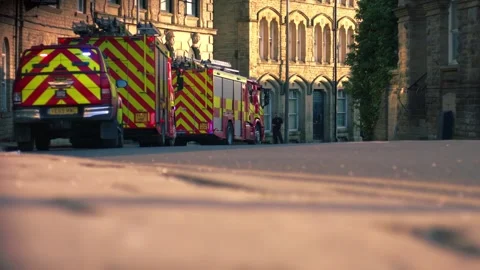 Fire engine vehicles and fireman in street Stock-Footage 340133693