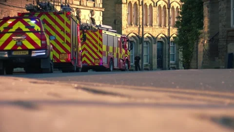 Fire engine vehicles and fireman in street Stock-Footage 344747048