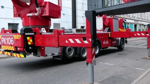 The fire engines near the shopping mall. Stock Footage 138427853