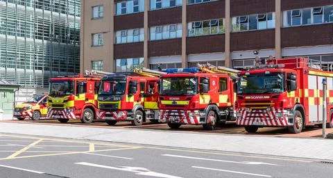 Fire Engines outside the Fire Station on Anglesea Street, Cork City, Ireland Stock Photos