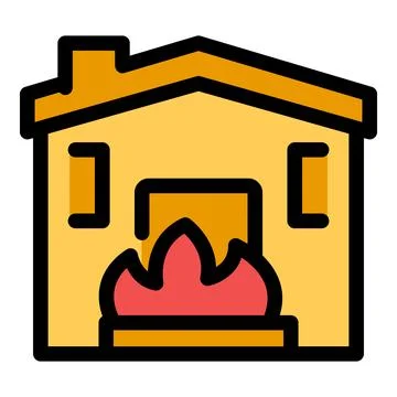 Fire engulfing a house, representing a house fire, property damage, and the n Stock Illustration