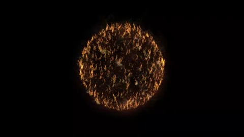 Fire Engulfing Sphere on Black Background, Stock Footage 317291649