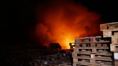 Fire at the enterprise Stock Footage 166309027